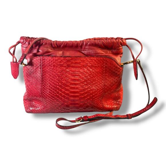 BURBERRY Luxurious Red Python Leather Shoulder/Clutch/or Crossbody Bag - Picture 5 of 16
